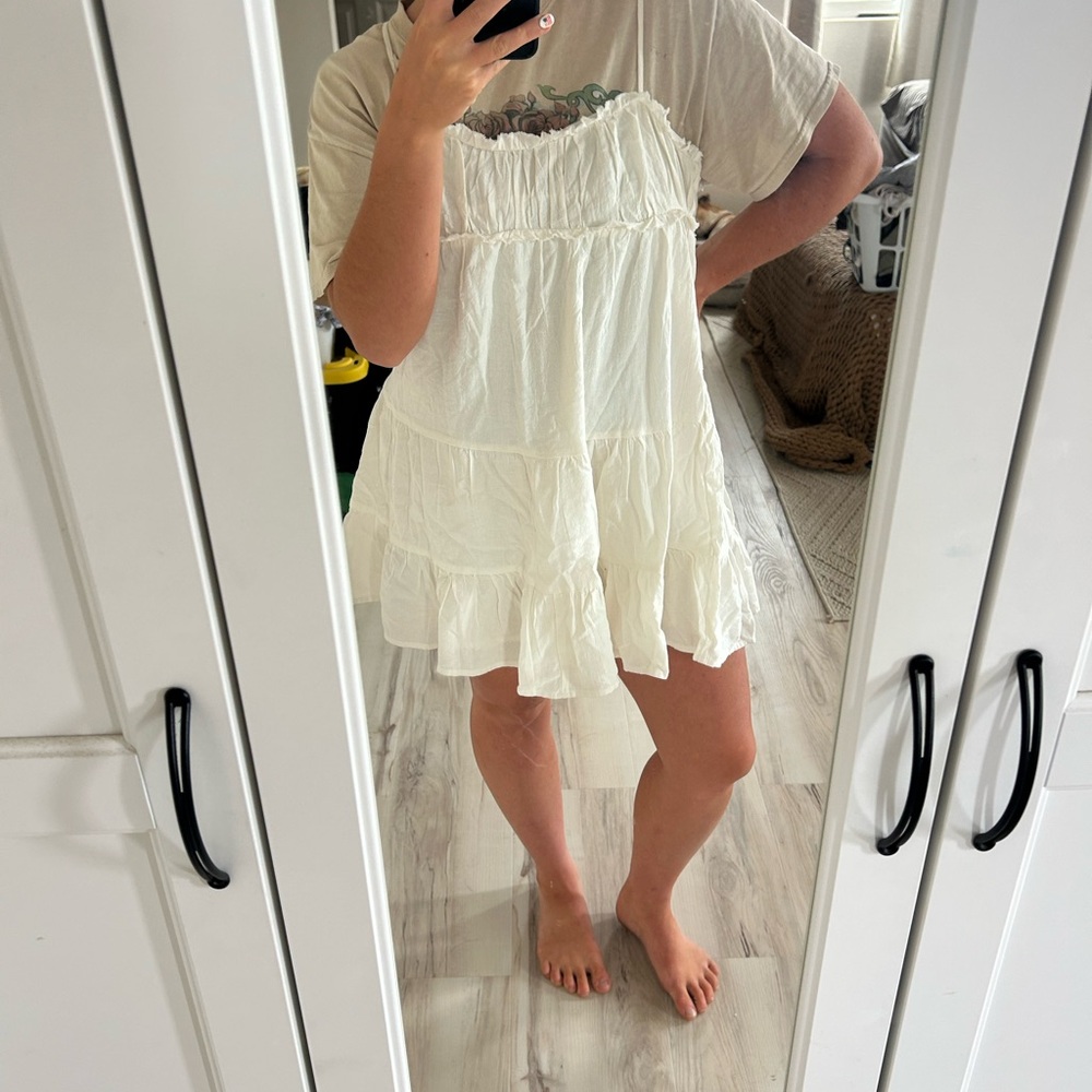 NWT Zara White Ruffled Mini Dress